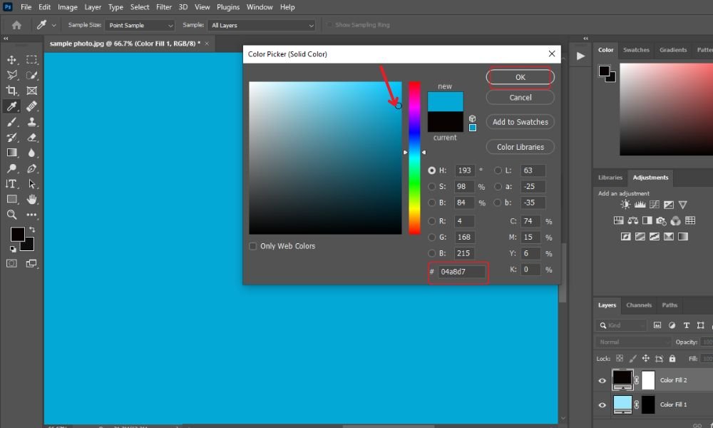 color picker-ok button