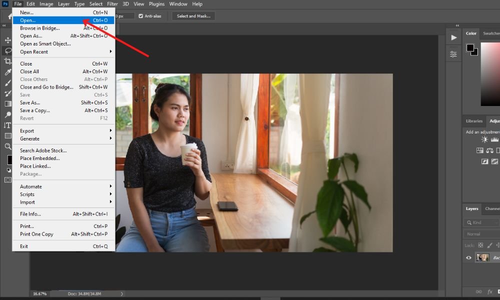 launch photoshop cc and open your photo