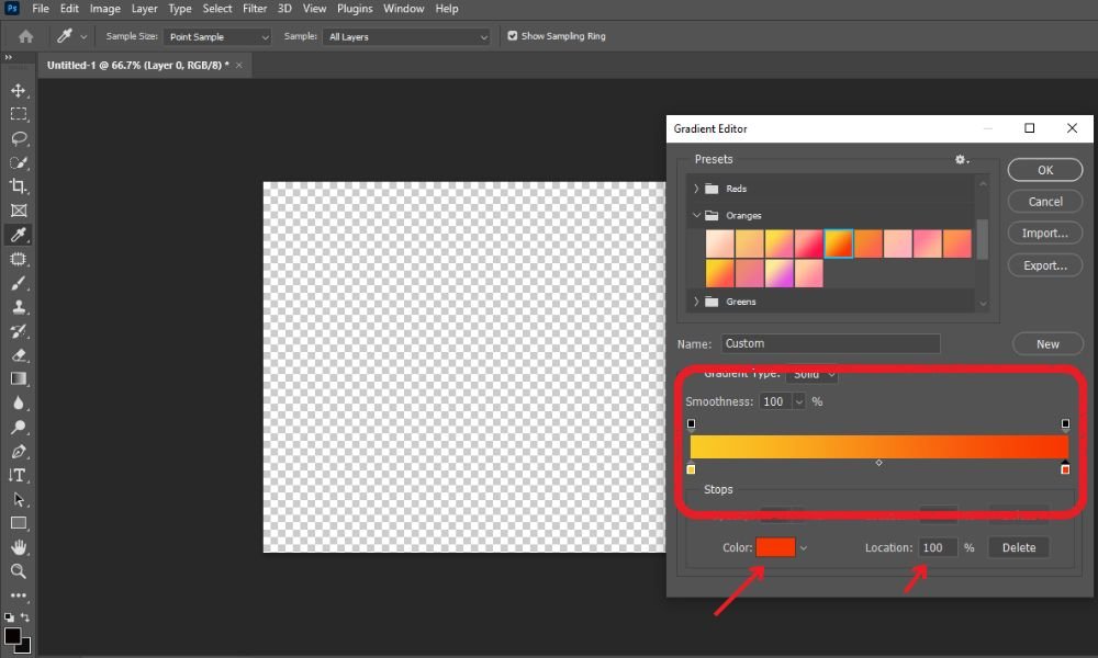 pick out and adjust colors for making your gradient