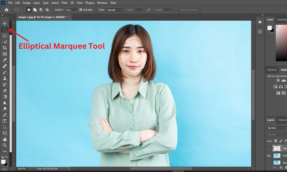 select the elliptical marquee tool