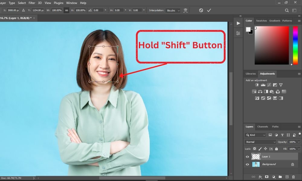 holding the shift button