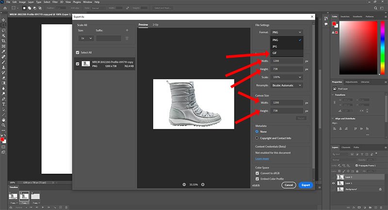 How to export a GIF from Adobe Photoshop - imagy