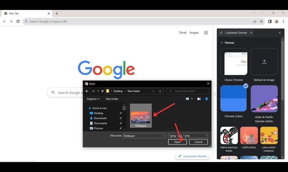 how to change google background on laptop
