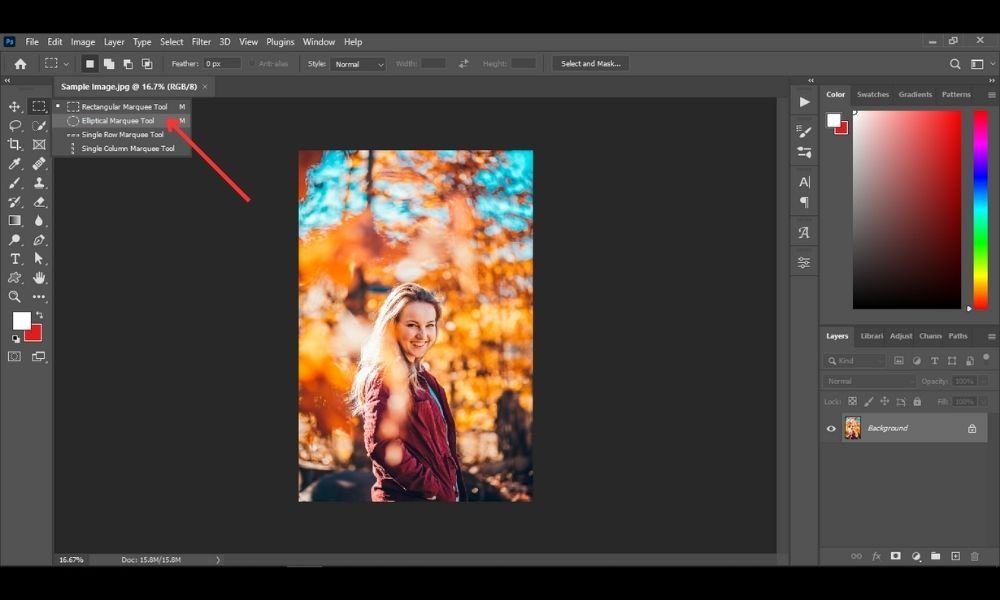 select the marquee tool in photoshop