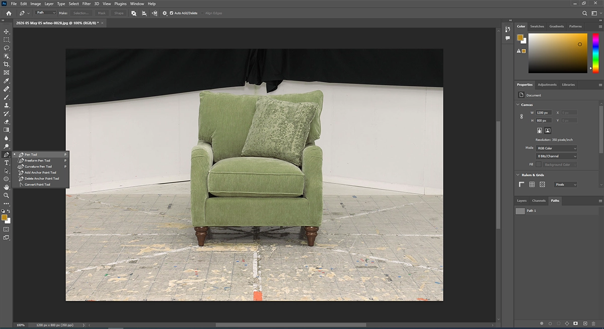 Select the Pen tool in Photoshop