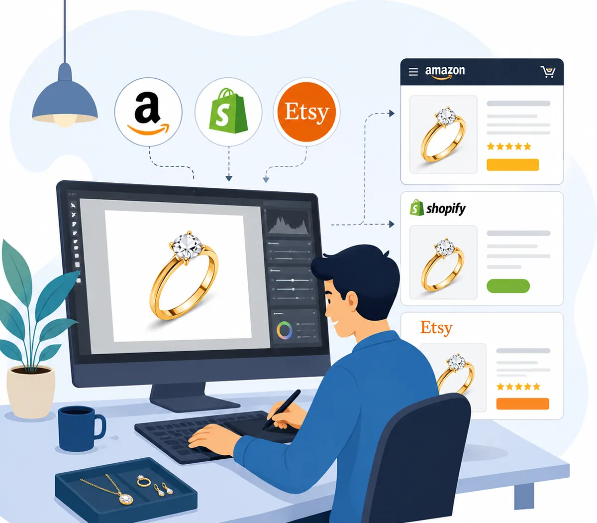 Jewelry retouching for Amazon, Shopify and Etsy